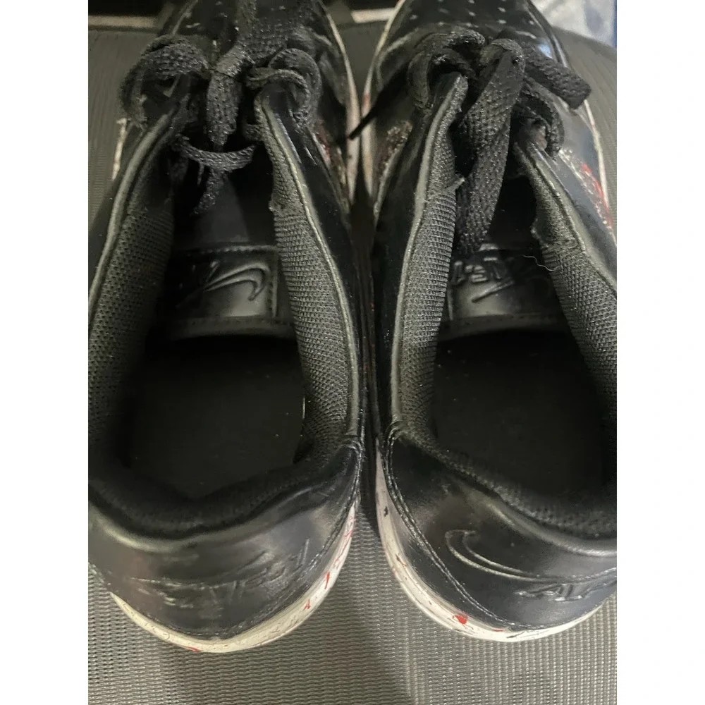 Nike Air Force 1 Black Red Custom Paint Splatter Men's 9.5 Sneakers